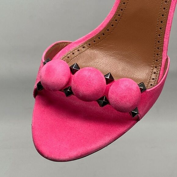 Alaia Bombe 90 Ankle-Strap Studded Suede Leather Sandals size 38.5 - Picture 8 of 16
